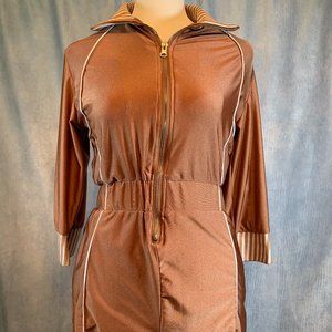 GOLD/COPPER AND WHITE FASHION NOVA ROMPER SIZE M